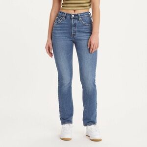 Levi's Womens High-Rise 501 Jeans Salsa In Sequence Straight Fit Stretch W25 L30
